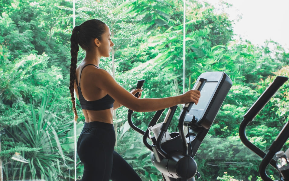 Woman exercising on treadmill