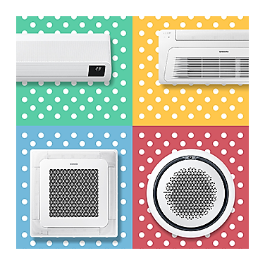 Samsung Split , 1 Way Cassette, 4 Way Cassette and 360 Round Cassette ACs In Single Frame