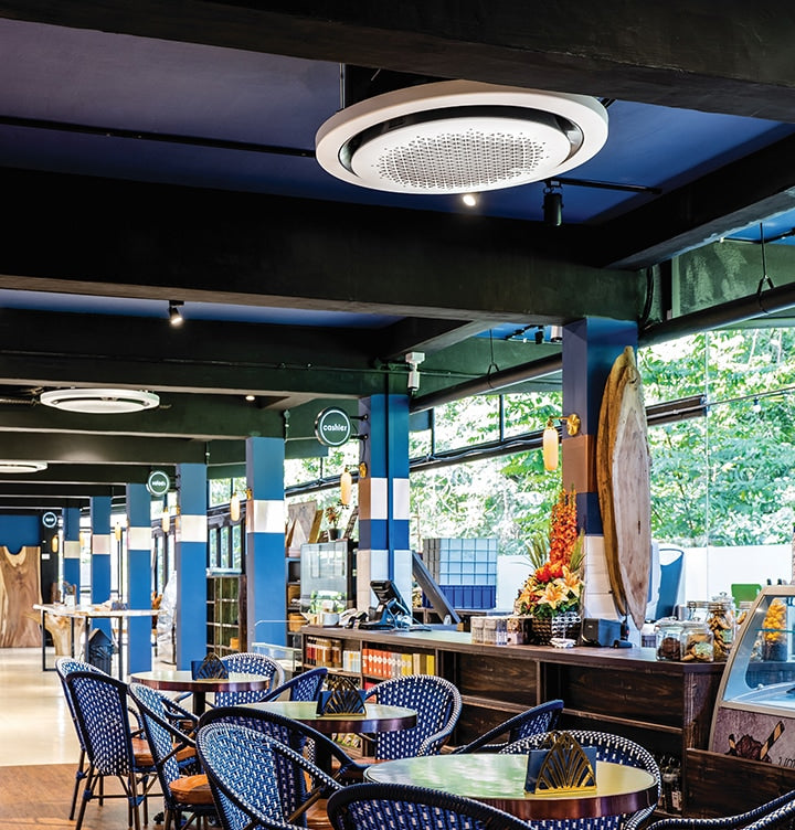 Samsung 360 Round Cassette AC Installed In Restaurant