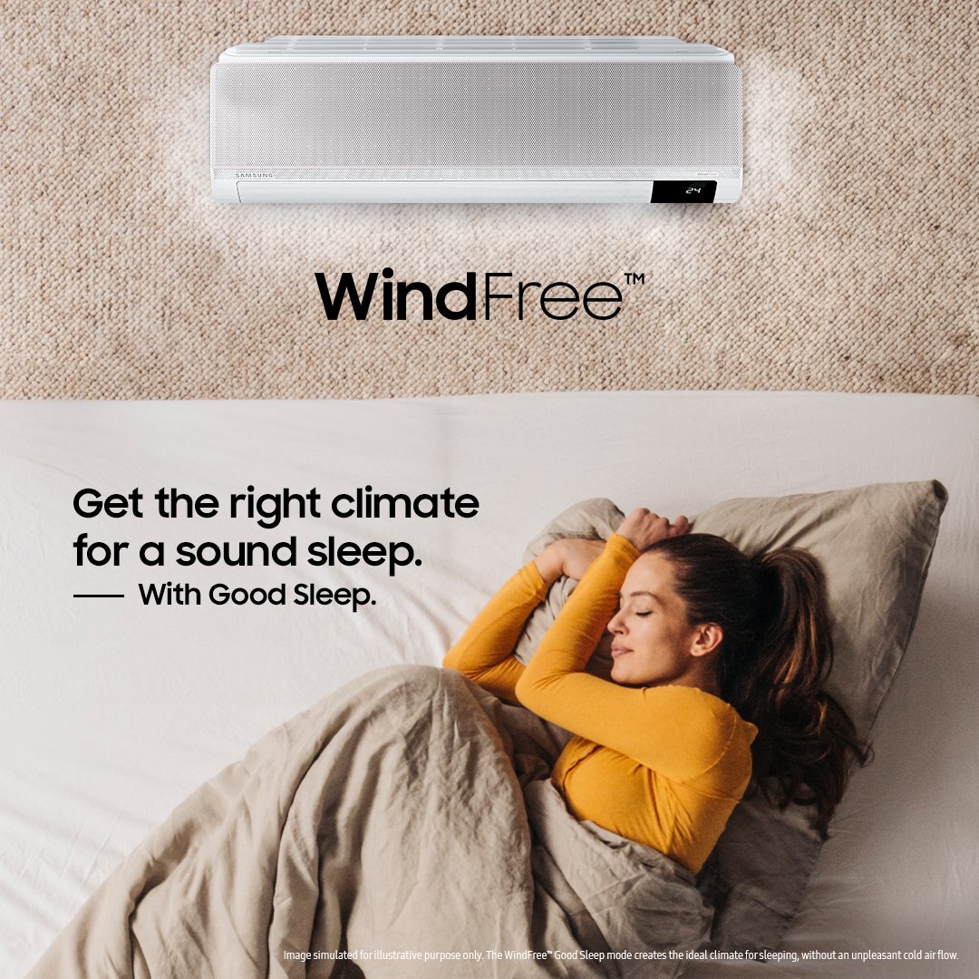 A girl sleeping under WindFree Split AC