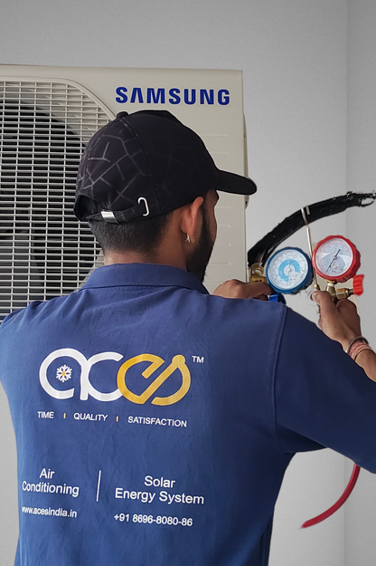 Aces professional doing ac outdoor unit service